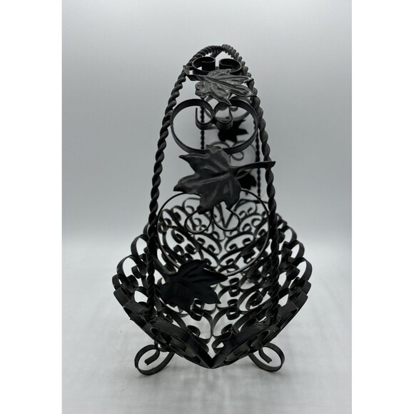 Vintage Wire Fruit Basket Black Made In Spain w/ Handle Home Decor - Picture 8 of 16